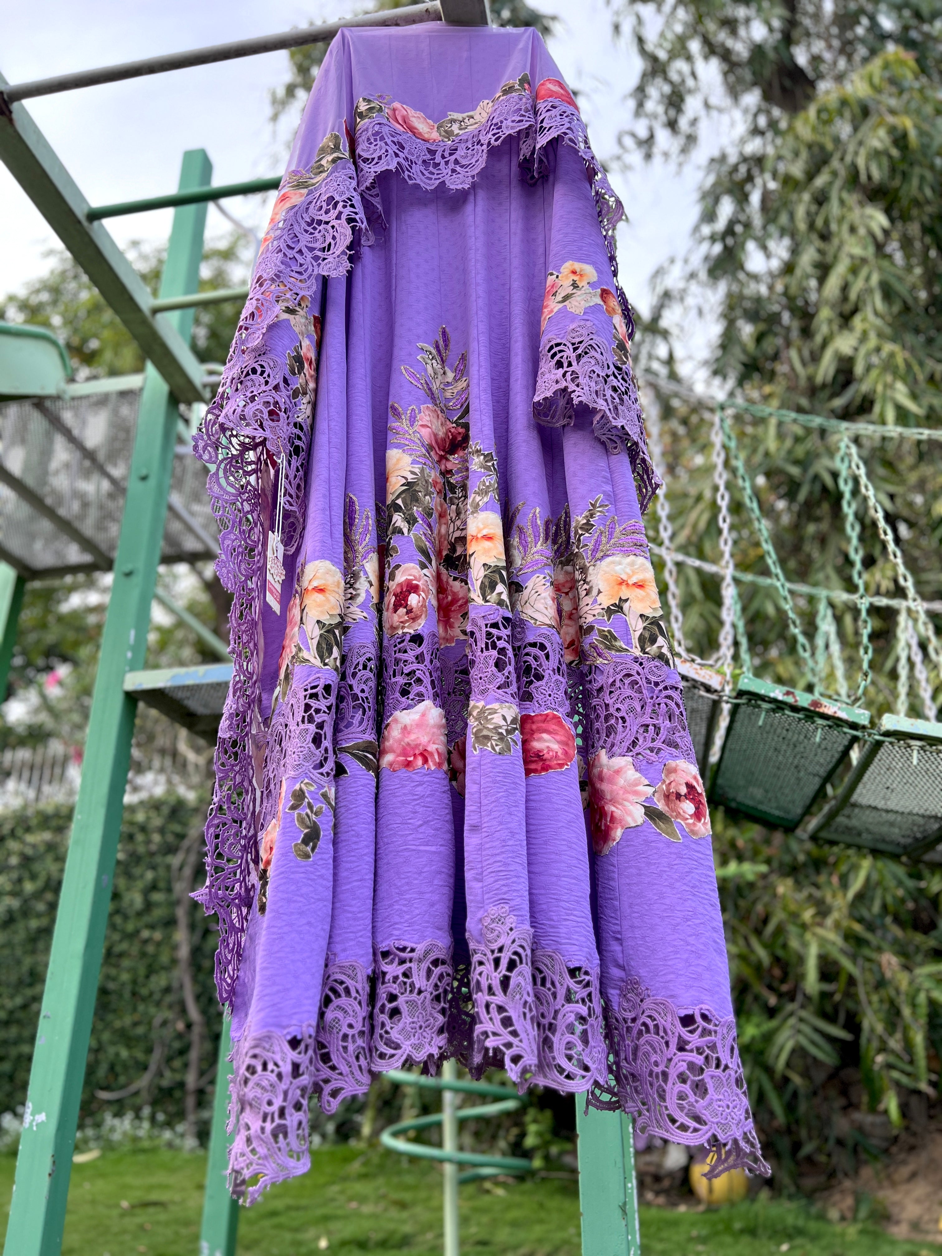 Purple Texture Anarkali
