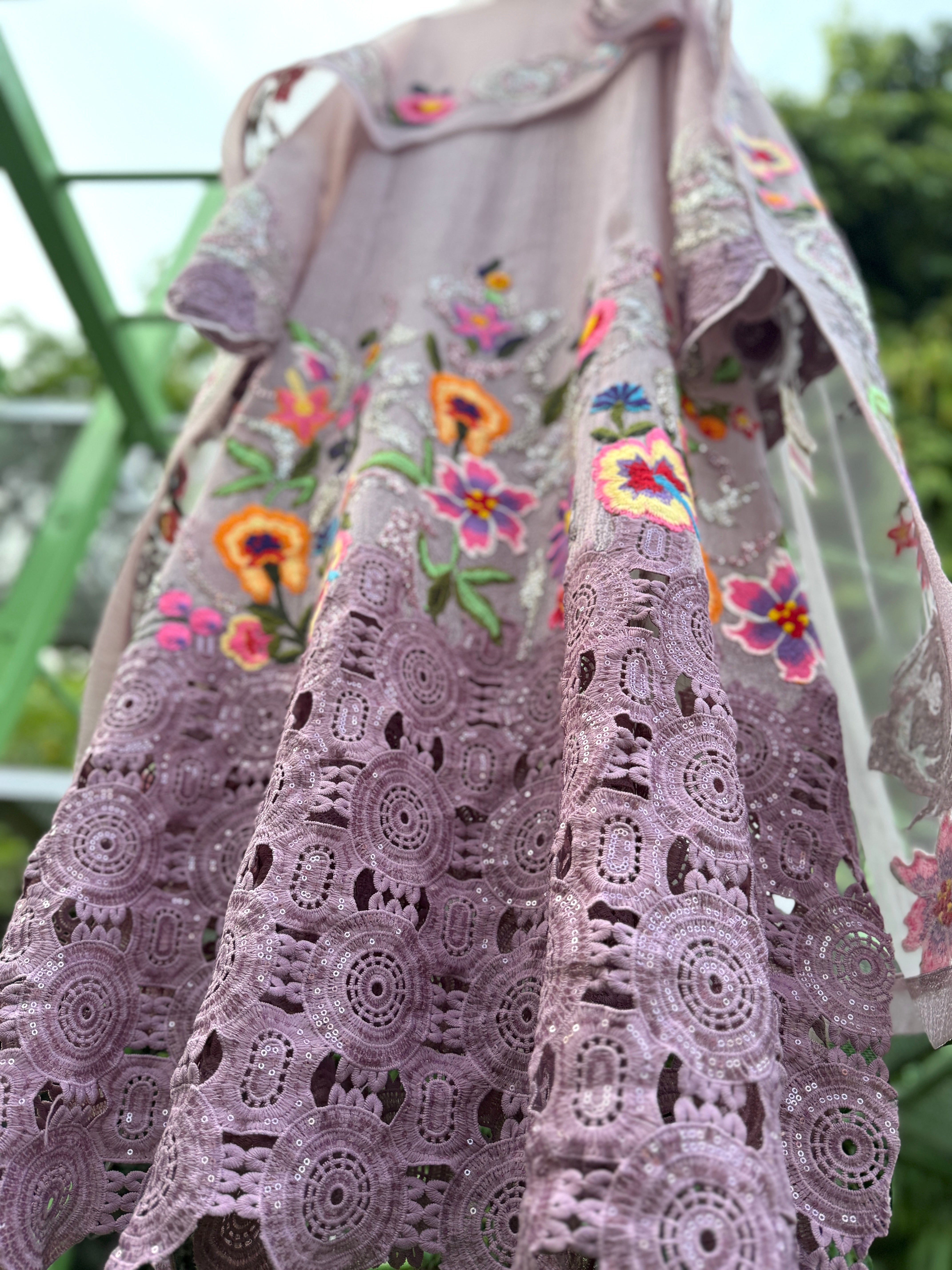 Onion Pink Organza Round Filigree