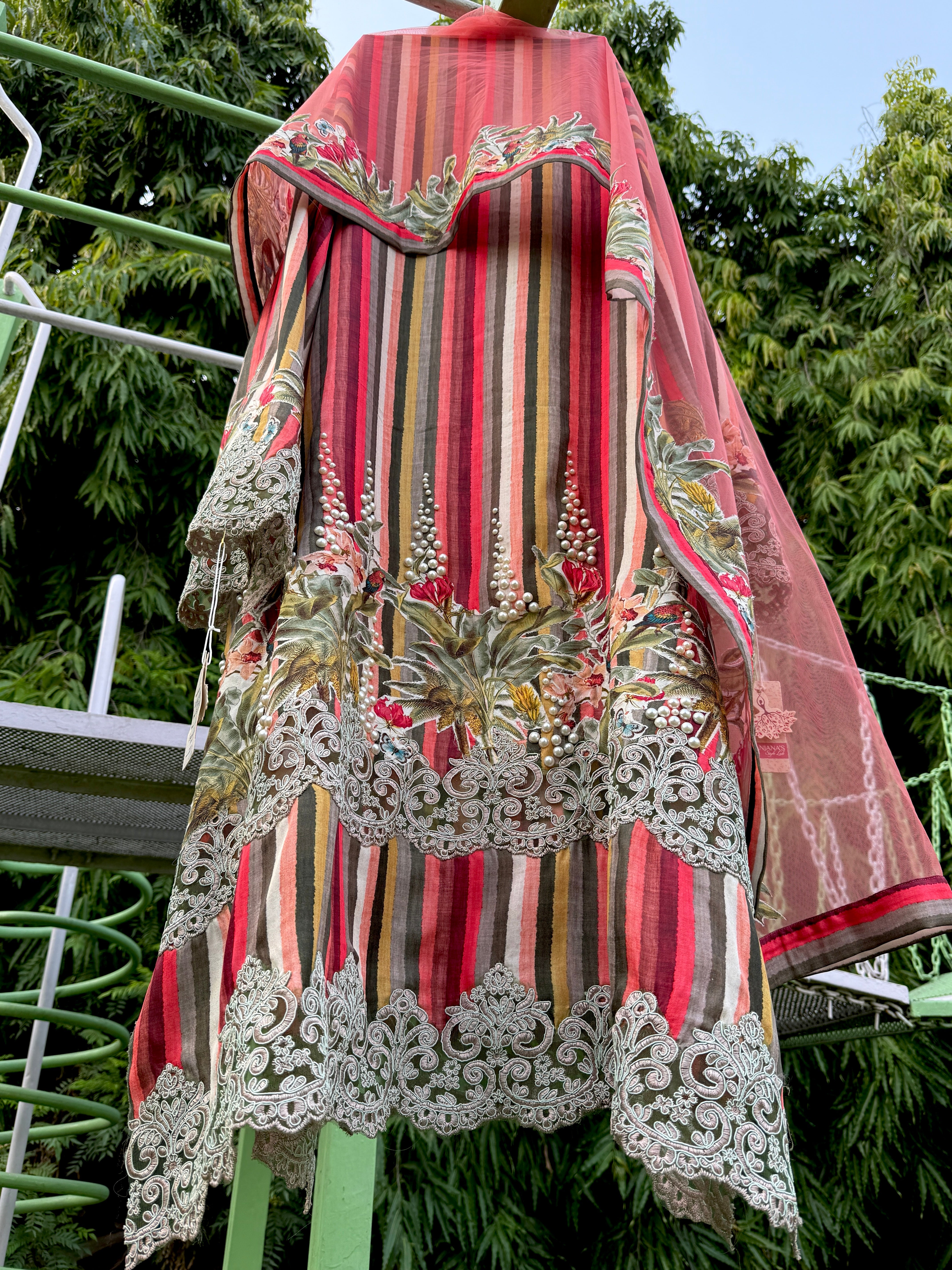 Scarlet Parrot Cotton Stripe