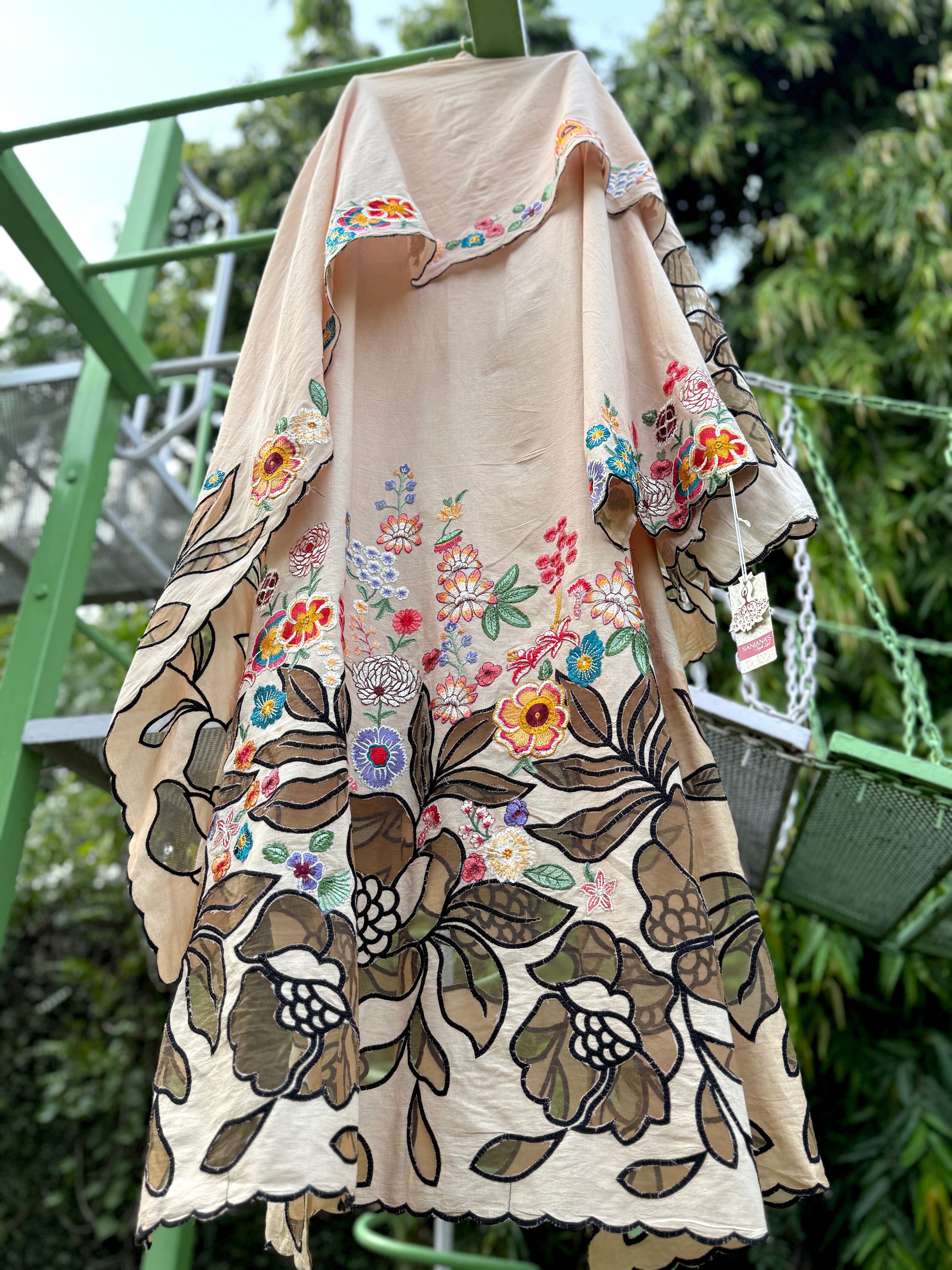 Beige Cotton Cuts Floral