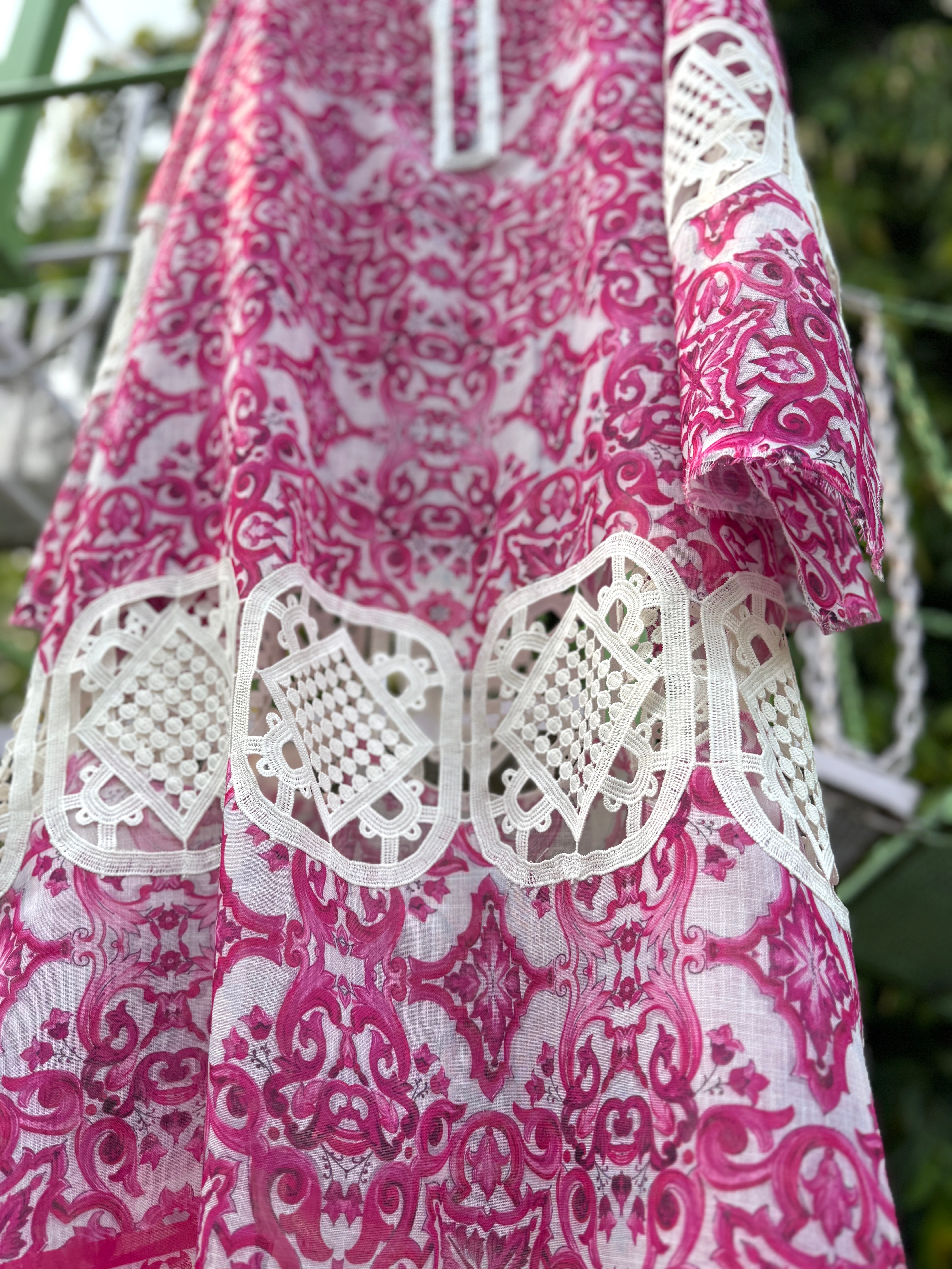 Pink Cotton Printed Kurta