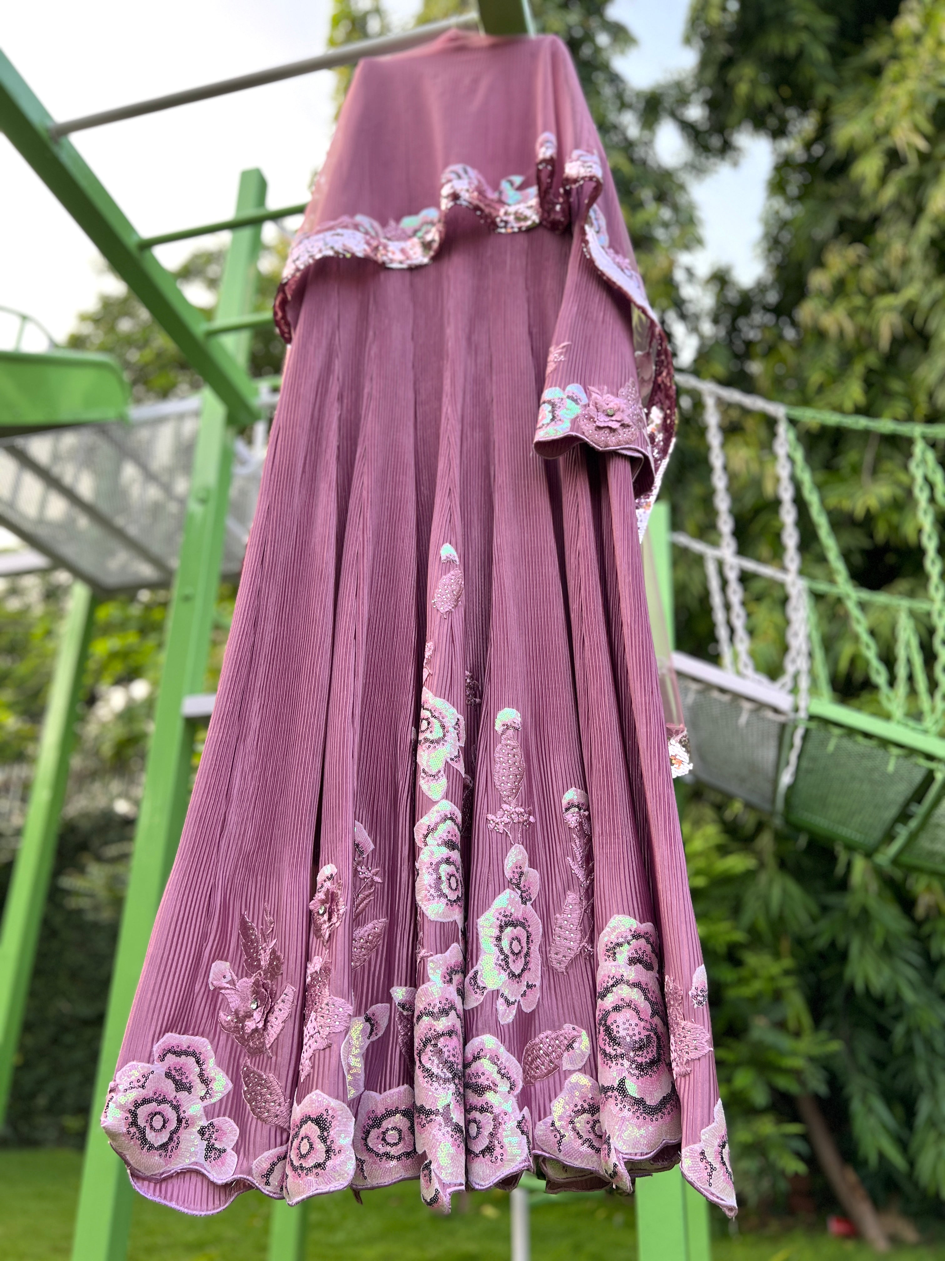 Pink Pleated Frozen Anarkali