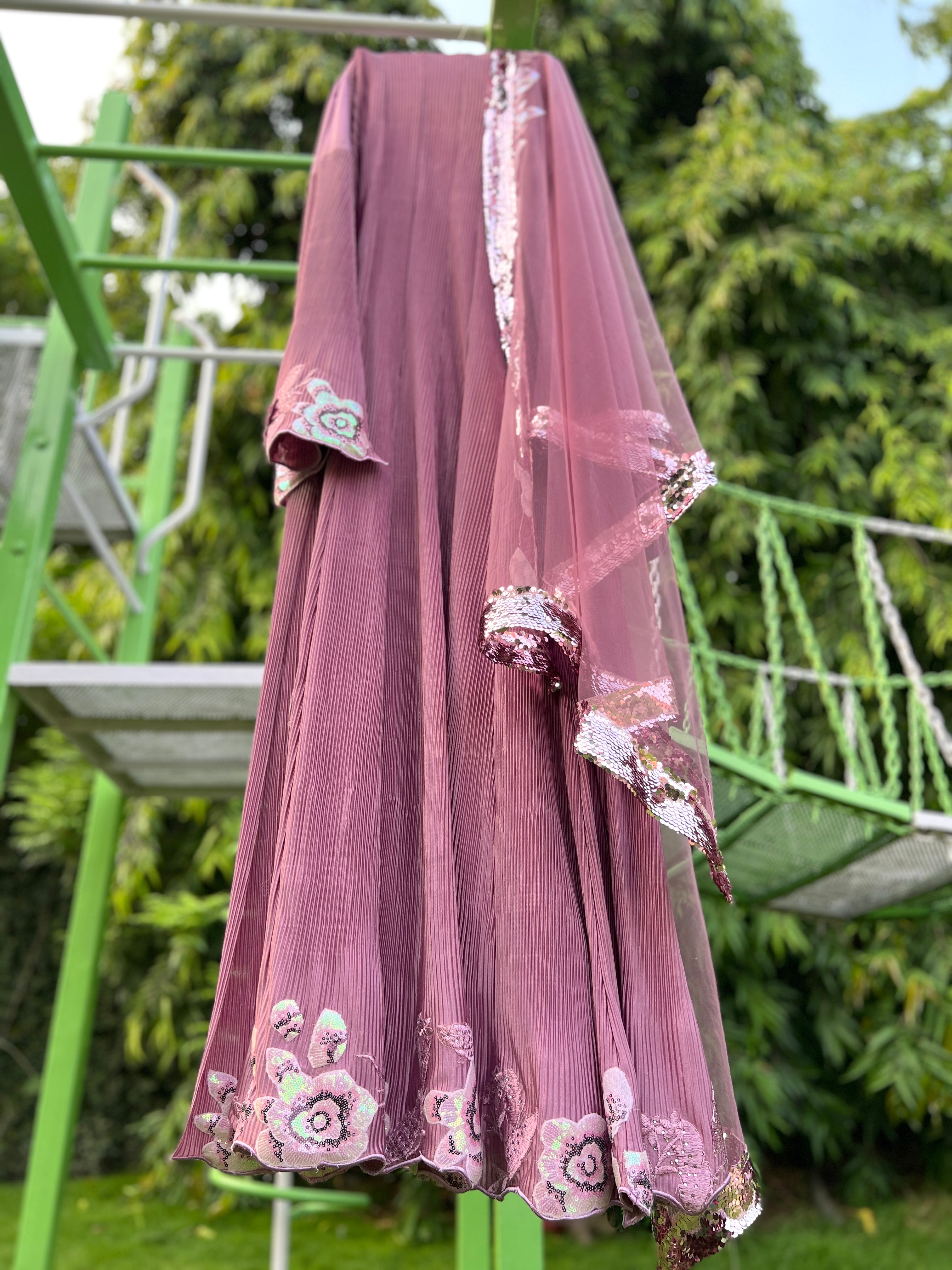 Pink Pleated Frozen Anarkali