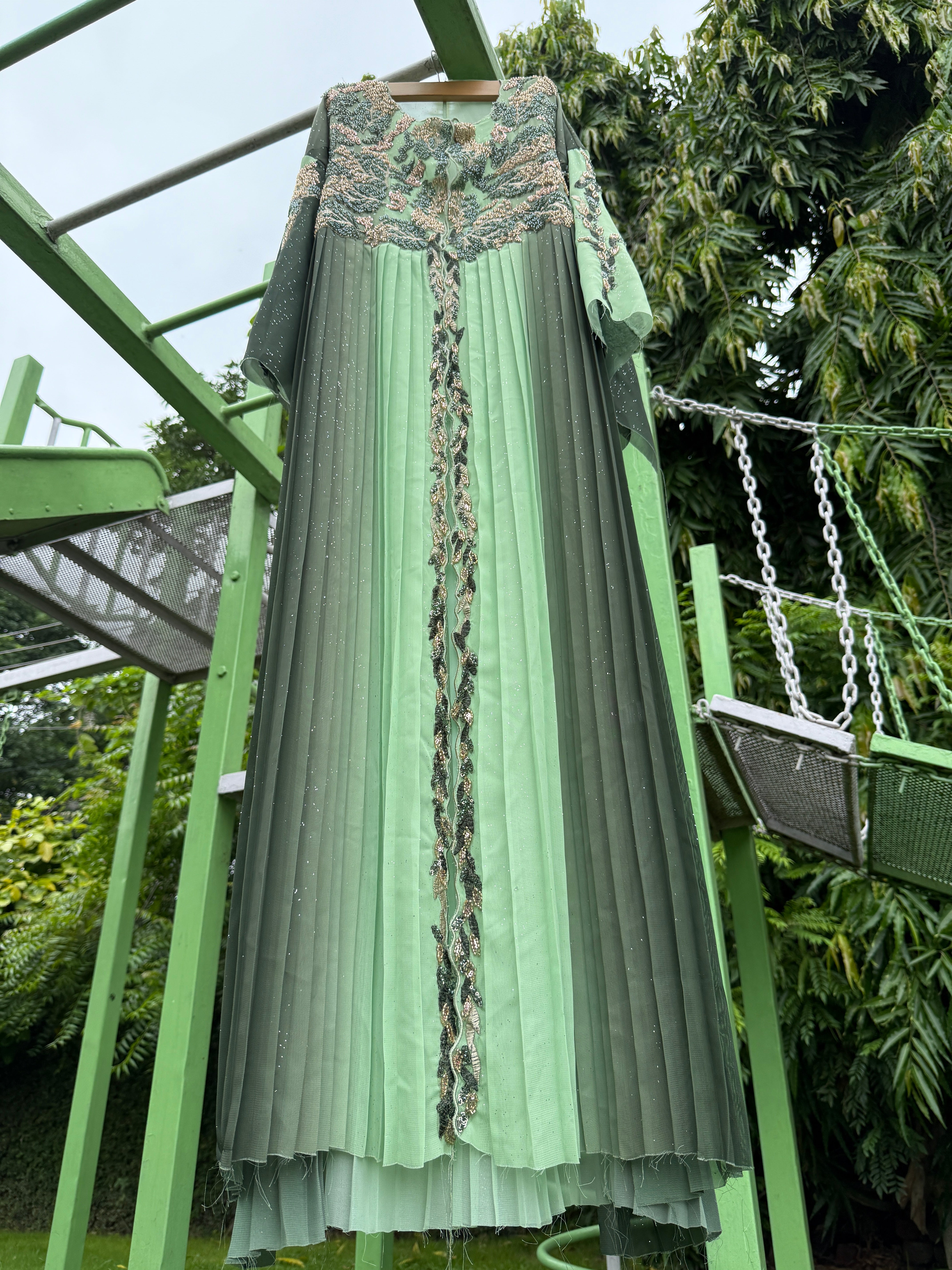Green Ombre Pleated Jacket
