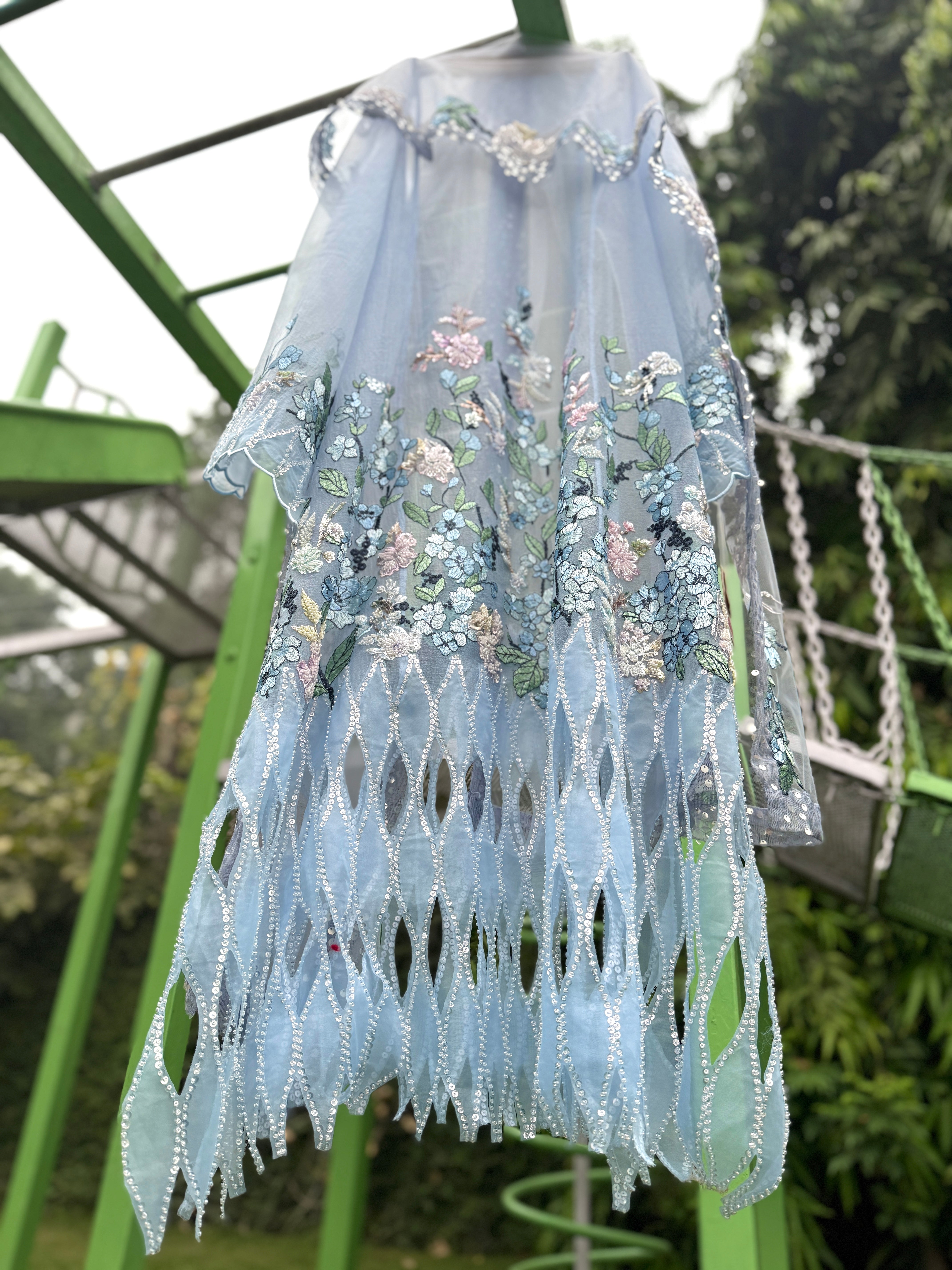 Blue Ball Organza Cuts