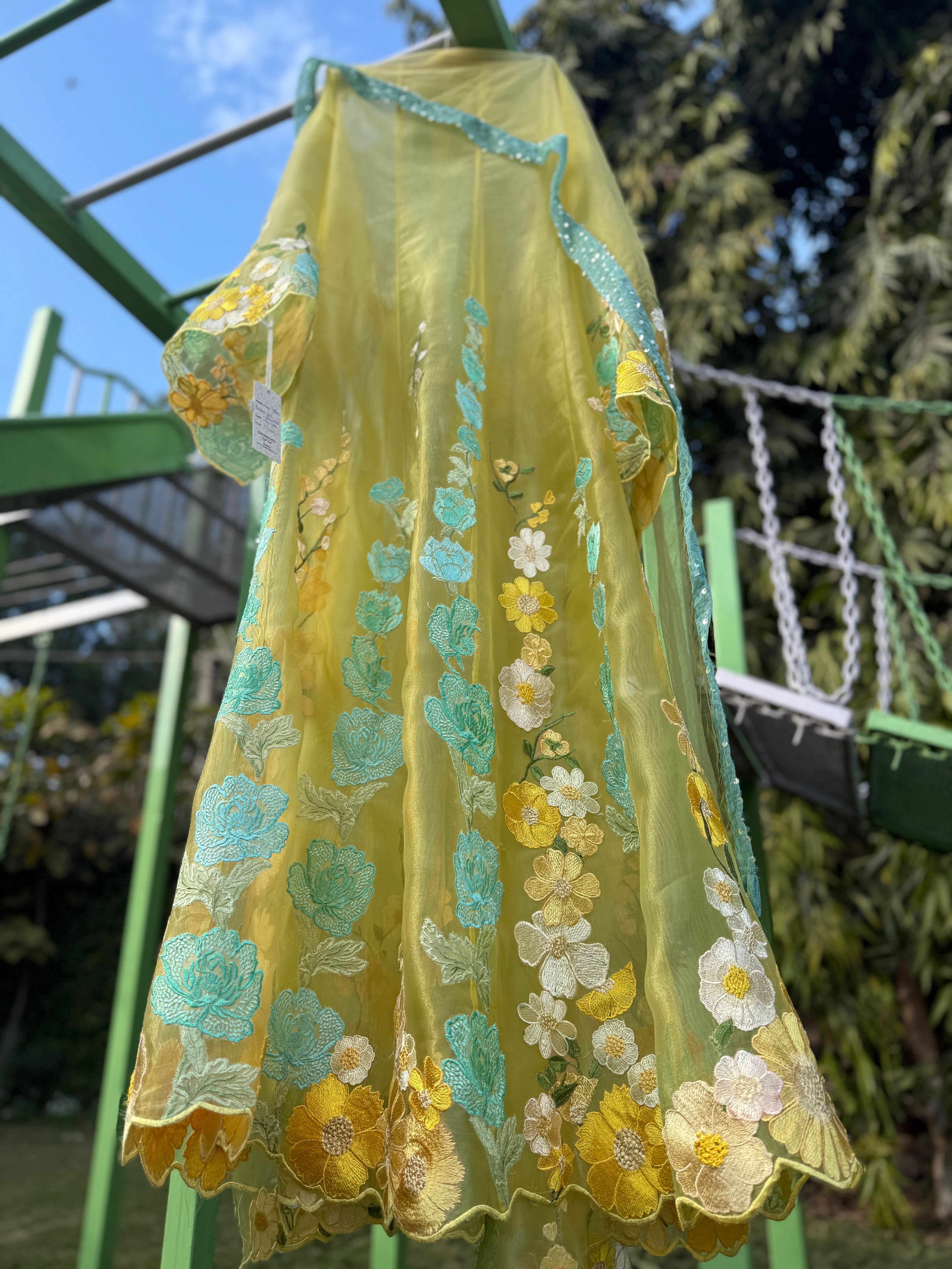 Yellow Dream Veil Anarkali