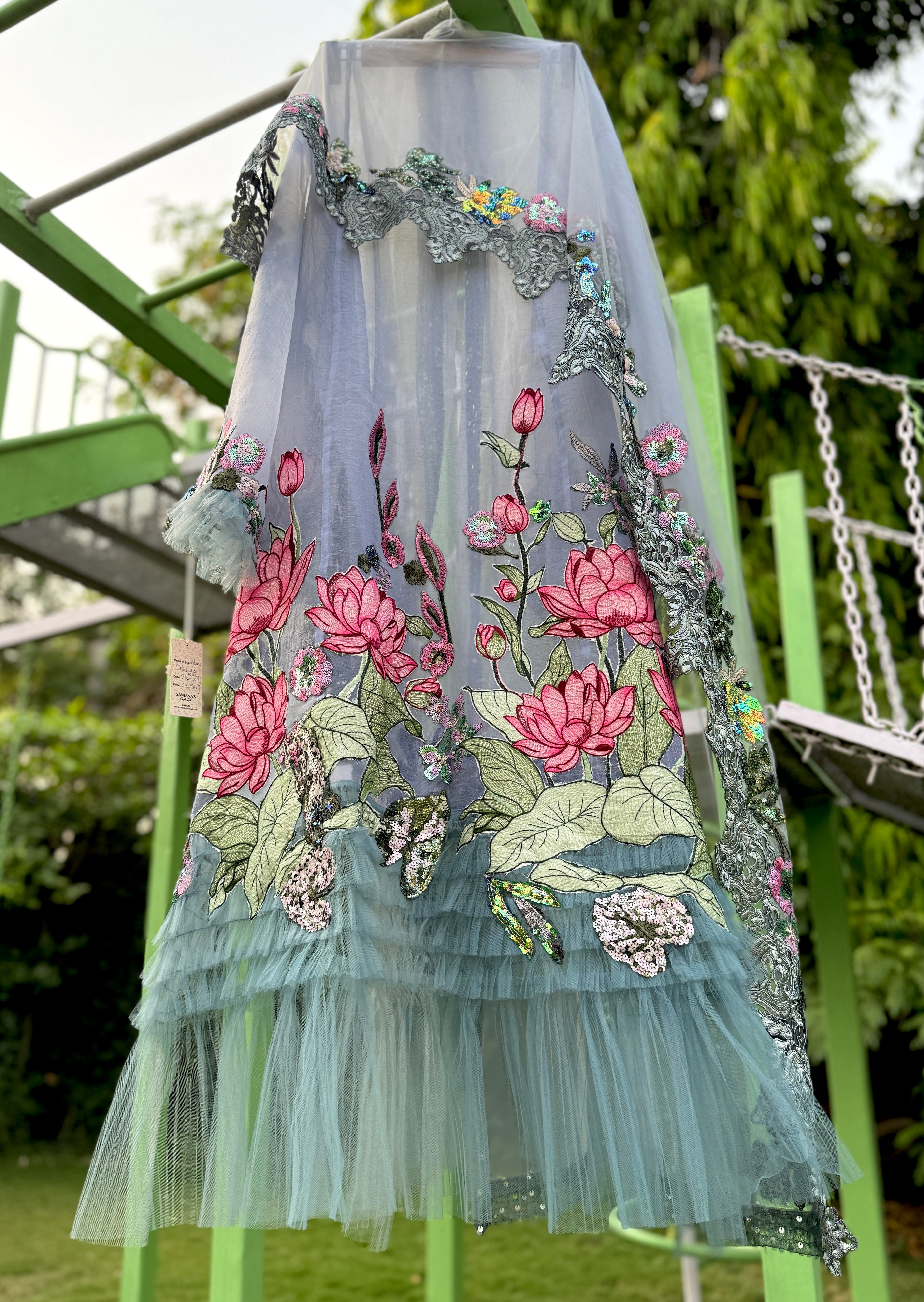 Blue Pink Lotus Frills